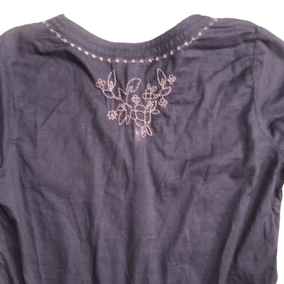 NWOT Maurices Navy Blue Embroidered Long Sleeve Boho Top Tunic Sz S - Picture 5 of 8